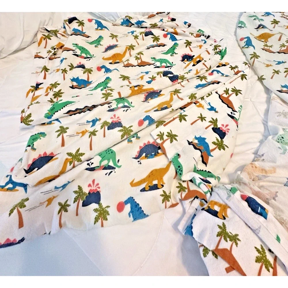 Pillowfort Full Size Kids'Dinosaur Flannel Sheet Set Cotton VGUC 2 Pillowcases